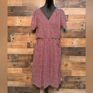 Citrus  Lemon Women's Maroon White Dotted Dress Large L AB 763